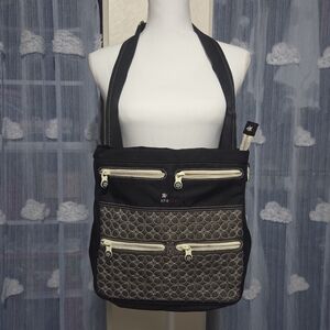 Sherpani Black Crossbody with Cream Accents